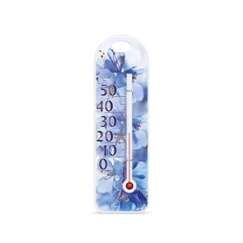 Комнатный термометр со шкалой (от 0 °C до +50 °C) высота 16 см Голубые цветы 300194