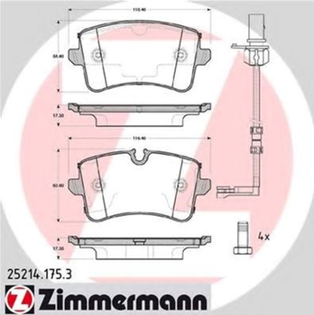 Колодки гальмівні дискові задні Zimmermann (25214.175.3)