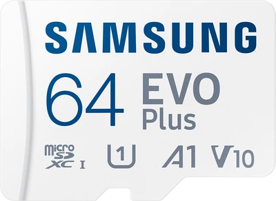 Карта памяти Samsung Evo Plus microSDXC 64GB UHS-I U1 V10 + SD-адаптер (MB-MC64SA/EU)