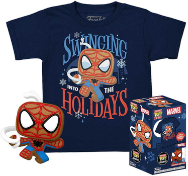  Zestaw Funko Pocket Pop! Marvel Gingerbread Spider-Man Special Edition Bobble-Head Vinyl Figure & T-Shirt XL (889698635363)