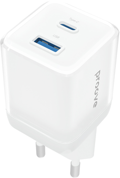 Мережевий зарядний пристрій Proove Pure GaN Plus 30W Type-C + USB White (600710003)