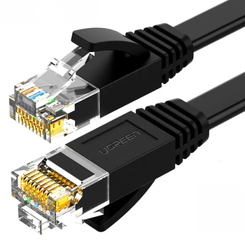 Патч корд Ugreen NV102 сетевой кабель 1000 Mбит\с Ethernet RJ45 Cat 6 плоский 10М Black (50178)