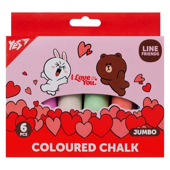 Мел цветной Yes Line Friends 6 шт JUMBO