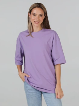 Футболка хлопковая оверсайз длинная женская Ray Oversize U0104W L/XL Лиловая (RAY2000000027135)