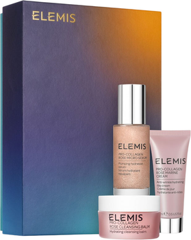 Zestaw kosmetyków do pielęgnacji twarzy Elemis The Pro-Collagen Rose Icons Balsam oczyszczający 15 ml + Serum 30 ml + Krem 15 ml (641628892075)