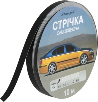 Наклейка лента черная 10м.х6мм. (114-0,6)