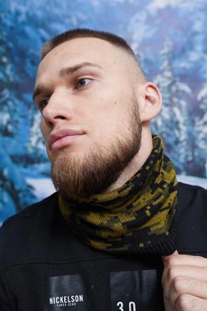 Шарф-хомут у забарвленні камуфляжу Braxton чорний + оливковий + хакі 56-59