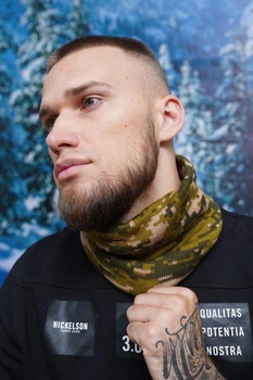 Шарф-хомут у забарвленні камуфляжу Braxton оливковий + бежевий + хакі 56-59