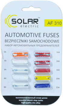 Запобіжник ВАЗ 2101 5-25 А різнокольорові Solar, (цинкові), к-т (10 шт.)
