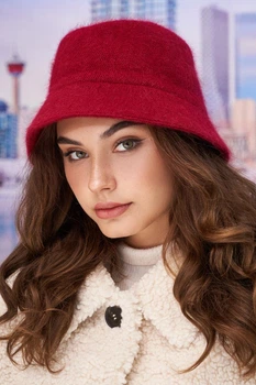 Пушистая утепленная панама (4974) Braxton бордовый 56-59