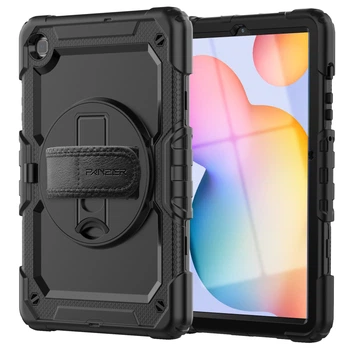 Протиударний захисний чохол для планшета Samsung Galaxy Tab S6 Lite 2024 P625/P620, Panzer, Чорний, силікон + полікарбонат, накладка з підставкою і ремінцем на плече, з посиленими кутами, 360°, ArmorStandart (ARM82519)
