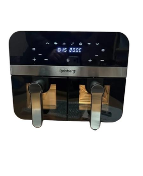 Повітряна аерофритюрниця мультипіч з 2 чашами Rainberg RB 2290 4200 Вт 13 л безмасляна Сріблястий з чорним