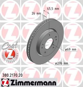 Гальмівний диск Zimmermann (380.2170.20)