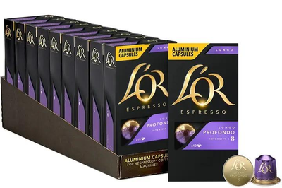 Nespresso капсулы L'OR Lungo Profondo ящик 10уп Франция Неспрессо Льор 100 капсул