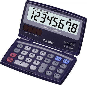 Калькулятор карманный Casio 8 разрядов раскладной Черный (SL-100VERA-WA-EP)