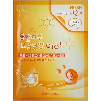 Омолаживающая маска для лица с коэнзимом Q10 3w Clinic Fresh Coenzyme Q10 Mask Sheet 1 шт (8809317282169)