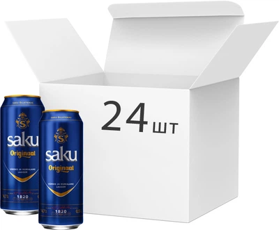 Упаковка пива Saku Original светлое фильтрованное 4.7% 0.5 л x 24 шт (4740019766233)