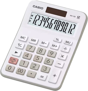 Калькулятор настольный Casio 12 разрядов Белый (MX-12B-WE-W-EC)