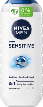 Гель для душу NIVEA Men Sensitive 3в1 для тіла, обличчя та волосся 250 мл (4005900048059)