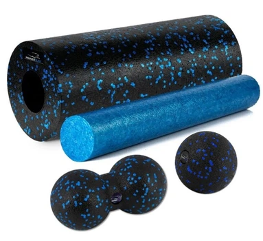 Массажный набор PowerPlay PP_4015 EPP Foam Roller Set 4in1 (2-я роллы + 2-я мячи) Черно-синий (PP_4015_Blue)