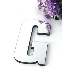 Буквы зеркальные объемные 3D настенный декор интерьерная наклейка на стену "G" 10 см 1 шт. серебро
