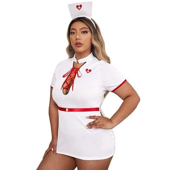 Костюм откровенный женский медсестра белый Size+ XXL