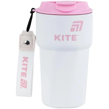 Термокружка Kite K25-1220-3, 450 мл, бело-розовая