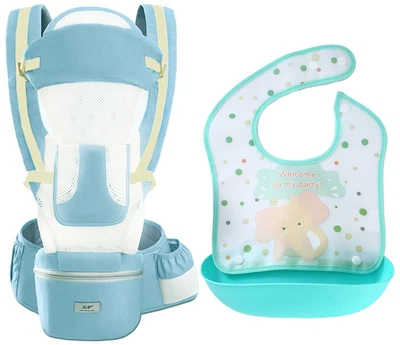 Хипсит, Эрго-рюкзак, кенгуру, переноска Baby Carrier 6в1 Мятный с сеткой слюнявчик-трансформер (n-9872)