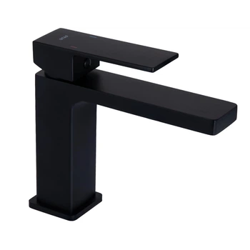 Змішувач для раковини Qtap Gemini QTGEM270BLM45674 чорний матовий (квадратна форма)