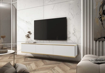 Тумба под ТВ навесная Perfect Home Оро / Oro RTV175 3-дверная Белый