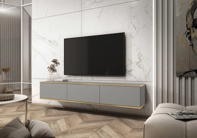 Тумба под телевизор навесная Perfect Home Оро/Oro 3-дверная RTV175 Серый (PFH-091360)