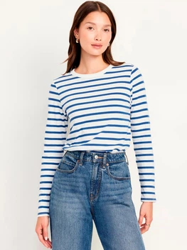 Футболка женская с длинным рукавом Old Navy M, Blue Stripe (Синяя полоска) 500123425952