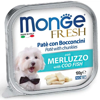 Влажный корм для собак Monge Dog Wet FRESH Треска Паштет с мясными кусочками 100 г (70013109)