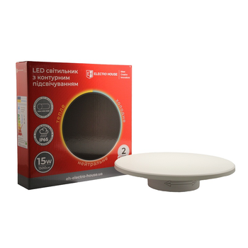 LED настінний світильник з контурним підсвічуванням 15 Вт SMD2835, 3000К/4200К/6500K, 1500 Лм, білий EH-RWL-15W Electro House