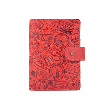 Шкіряний портмоне для паспорта / ID документів HiArt PB-03S/1-S18-1440-T007 Shabby Red Berry