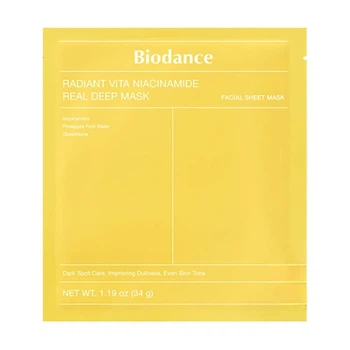 Ночная гидрогелевая маска для лица с витамином С и ниацинамидом Biodance Radiant Vita Niacinamide Real Deep Mask, 34 грамм 1 шт