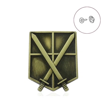 Значок (пин) BROCHE брошь бижутерия Аниме Атака Титанов Перекрещённые мечи - Эмблема Кадетского корпуса бронзовый BRGV114761