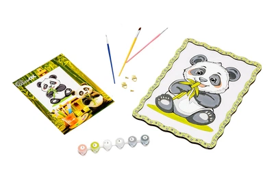Развивающая игрушка разукраска из дерева PuzzleOK Панда с красками