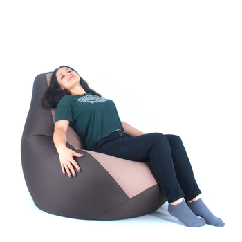 Крісло мішок Elegant груша 140 см х 100 см шоколад + кава з молоком Flex Oksford + подушка