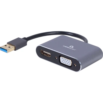 Переходник Cablexpert USB - HDMI+VGA (M/F), 0.15 м, Black (A-USB3-HDMIVGA-01)