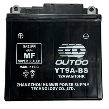 Акумулятор мото Outdo YT9A-BS 12V9Ah/10HR високий кислотний
