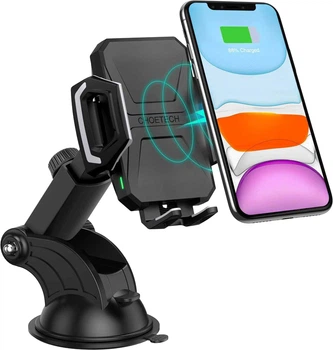 Автомобільний бездротовий зарядний пристрій Choetech T521-F 15 Вт Fast Wireless Car Charger Black