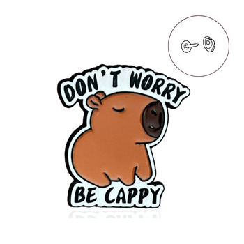 Значок (пін) BROCHE брошка біжутерія Тварини Капібару Don't Worry, Be Cappy BRGV114603
