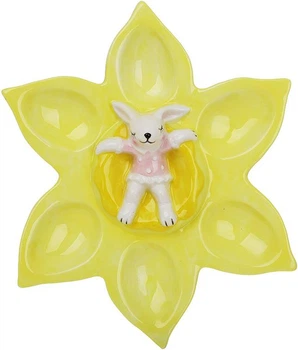 Тарелка-подставка на 6 яиц Bunny in Flower 22 cm yellow