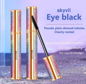 Водостійка туш для вій об'єм та подовження чорна для макіяжу очей Skyvii