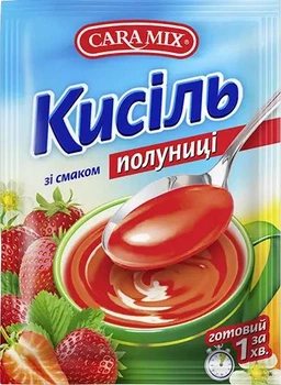 Кисіль зі смаком Полуниці, 90г ТМ Caramix