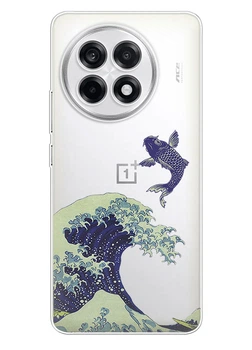 Прозрачный силиконовый чехол iSwag для OnePlus Ace 5 Pro с рисунком - Большая волна в Канагаве (ISOA5PR75)
