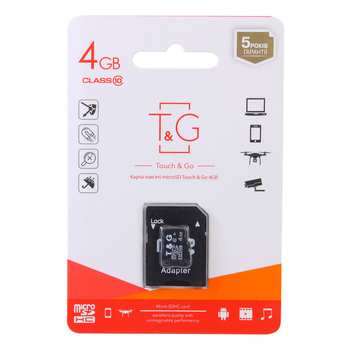 Карта пам'яті 4Gb T&G Class 10 (адаптер SD)