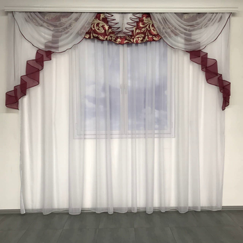 Ламбрекен для залу блекаут ALBO 300x100 cm Бордовий (L308-13)