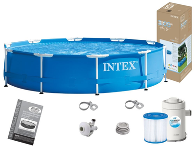 Каркасний басейн Intex 28202 з фільтр-насосом Metal Frame 305х76 см об'єм води 4485 літ